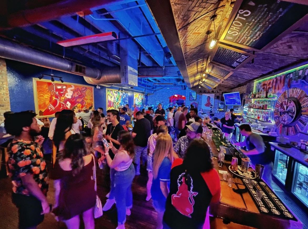 A full room at The Shot Cellar during karaoke